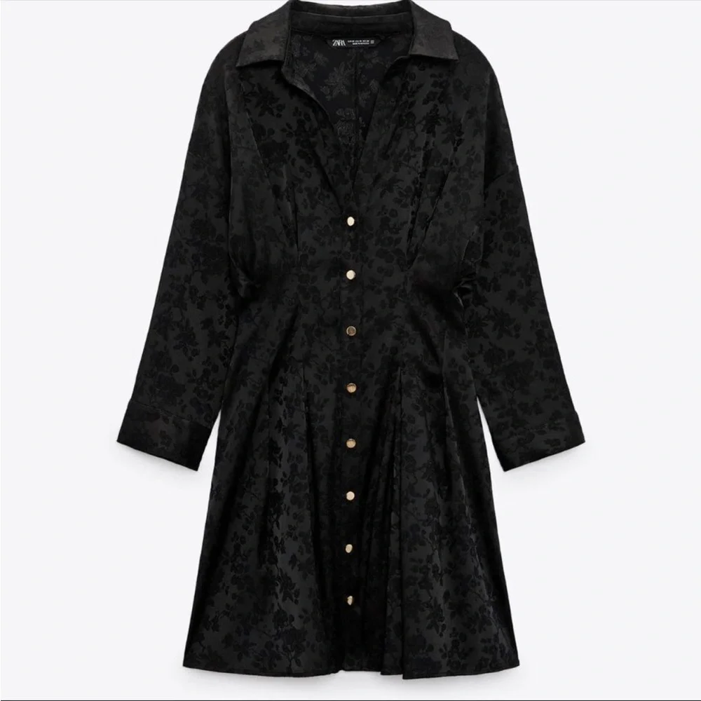 NWT black Jacquard shirt dress - Picture 4 of 8